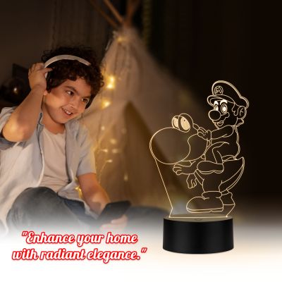 3D Illusion Mario Cartoon Night Lamp with Warm White Light  Best Gift for Children Girls Boys  Gift for Cartoon Lover